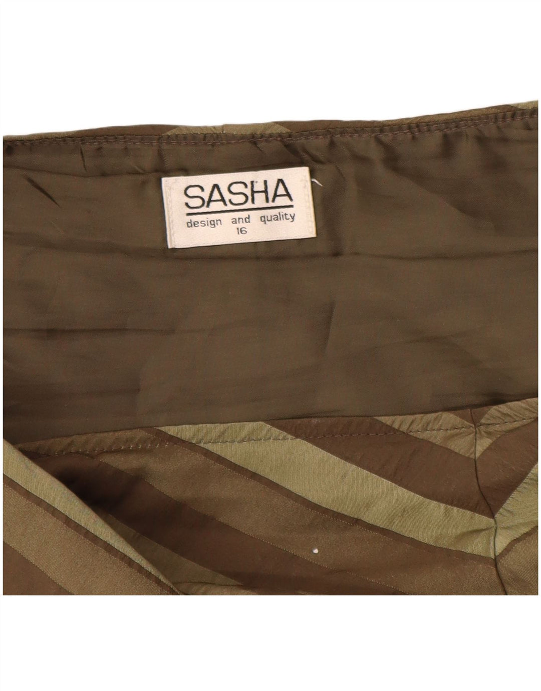 Damska asymetryczna spódnica w kształcie litery A SASHA UK 16 Large W36 Khaki w paski