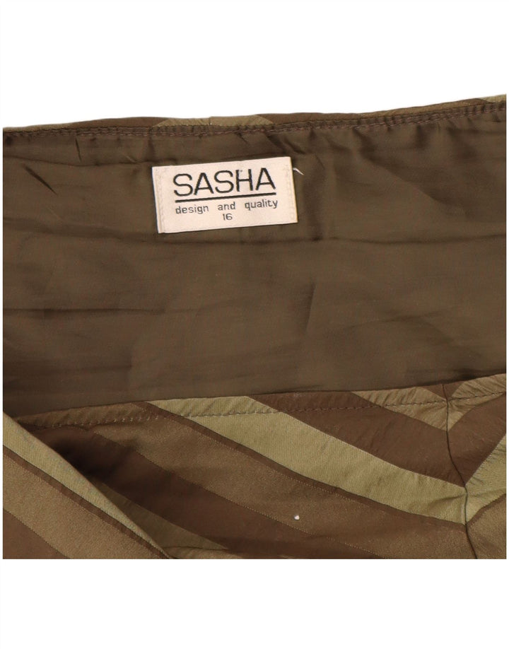 Damska asymetryczna spódnica w kształcie litery A SASHA UK 16 Large W36 Khaki w paski