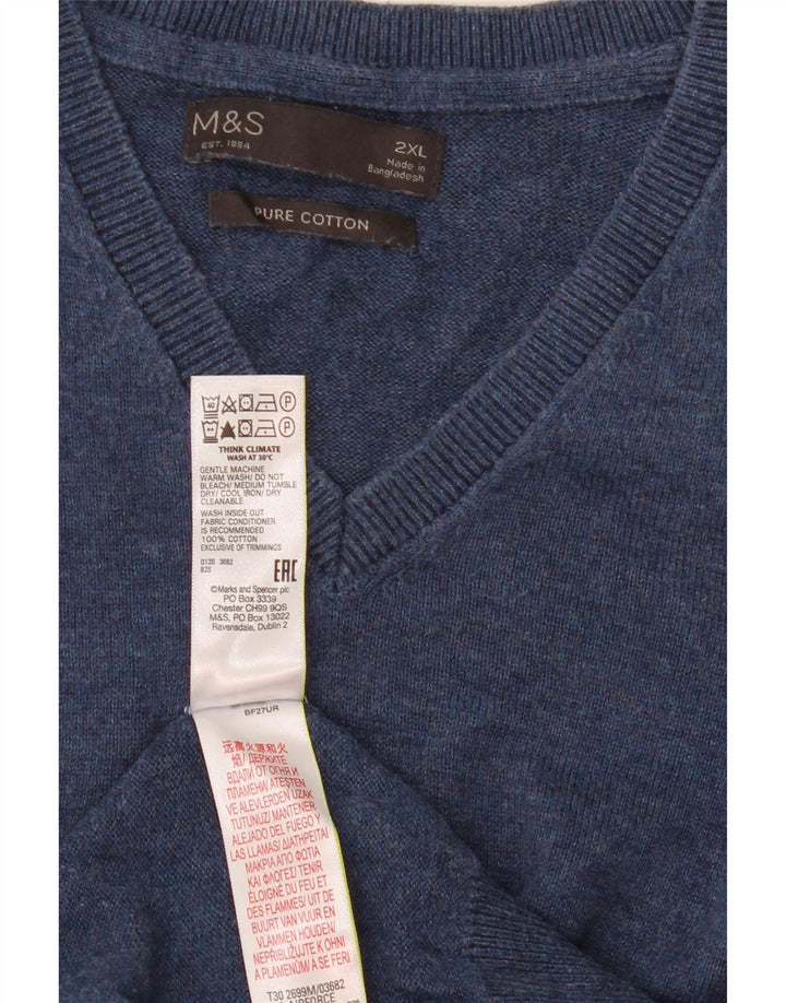 Marks & Spencer Męski podkoszulek bez rękawów, 2XL, granatowy, bawełniany
