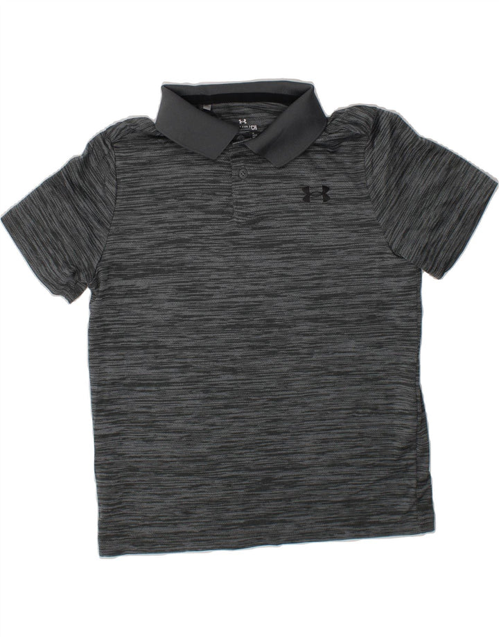 UNDER ARMOUR Boys Polo Shirt 7-8 Years Small Grey Flecked Polyester Vintage Under Armour and Second-Hand Under Armour from Messina Hembry 