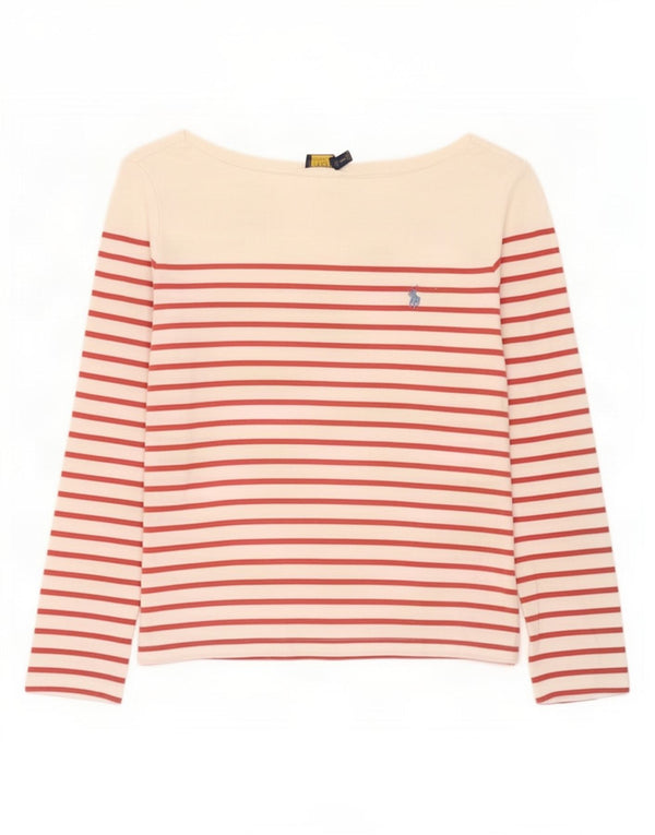Damska koszulka Polo Ralph Lauren z długim rękawem, UK 18 XL, bawełna w białe paski