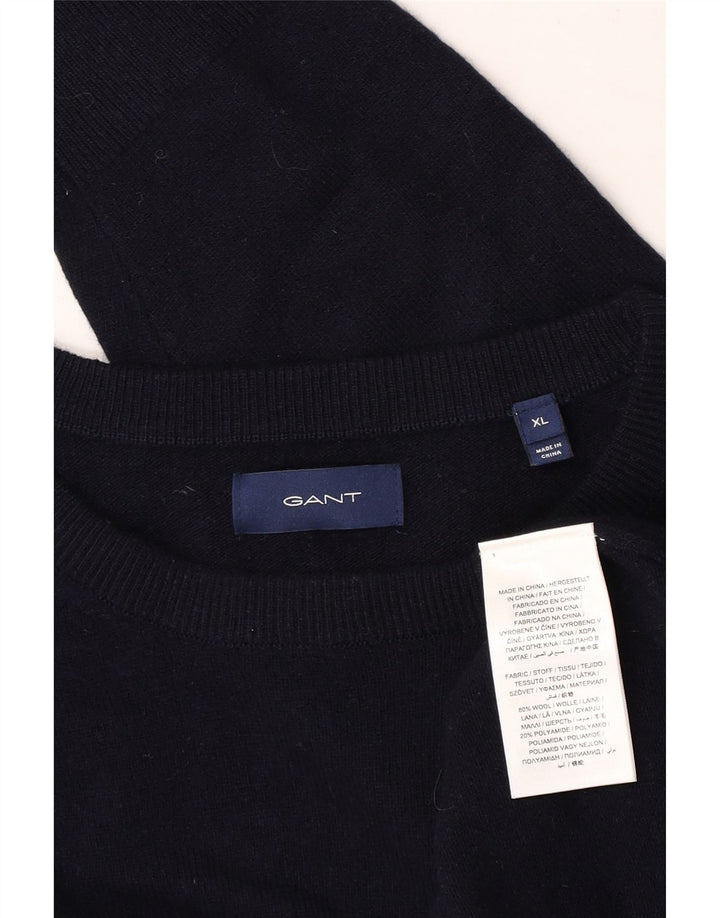 Męski sweter Gant z dekoltem w łódkę XL, granatowy, wełniany