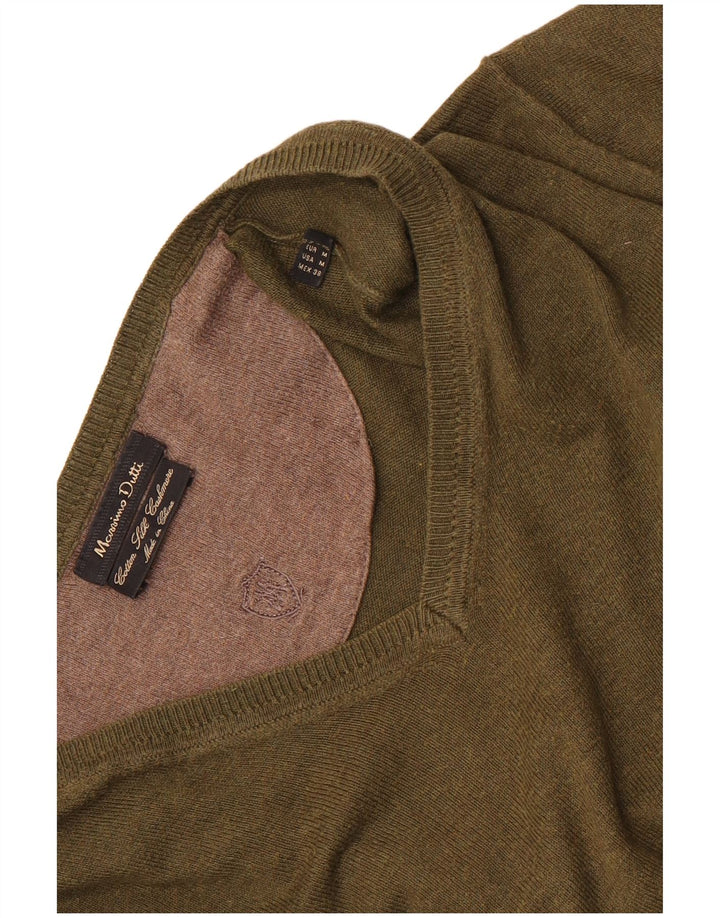 Męski sweter Massimo Dutti z dekoltem w kształcie litery V, średniej wielkości bawełna khaki