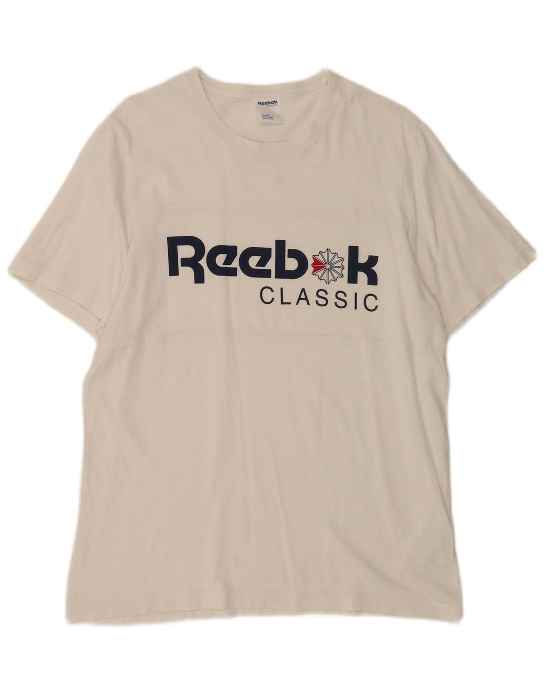 Męska koszulka klasyczna z grafiką Reebok, duża, biała, bawełniana