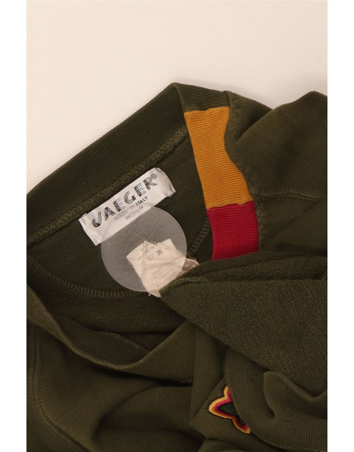 Damska bluza oversize Jaeger UK 12, średnia khaki, bawełna w kwiaty