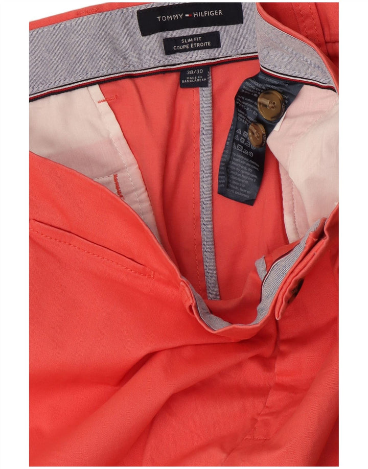 Męskie spodnie Chino Slim Fit Tommy Hilfiger W38 L30 Różowa bawełna