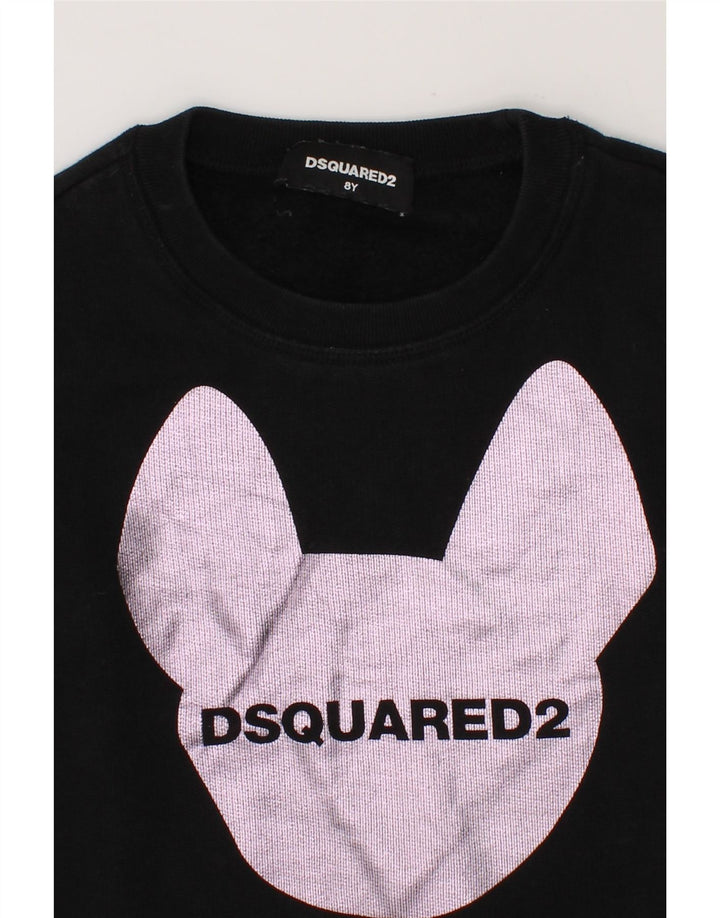 DSQUARED Girls Graphic Sweatshirt Jumper 7-8 Years Black Cotton Vintage Dsquared and Second-Hand Dsquared from Messina Hembry 