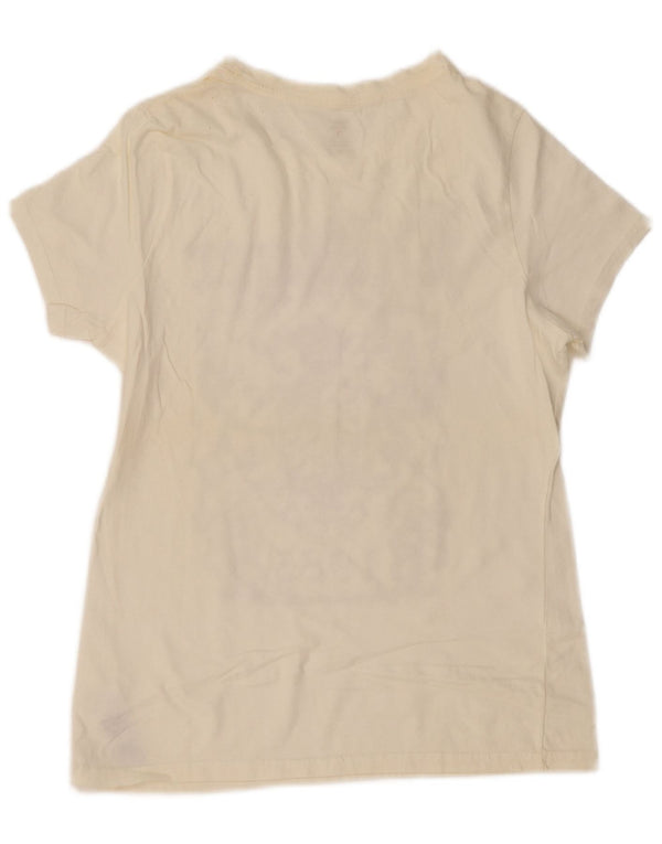 Damska koszulka z grafiką TOMMY HILFIGER Top UK 12, średnia, złamanej bieli, bawełniana