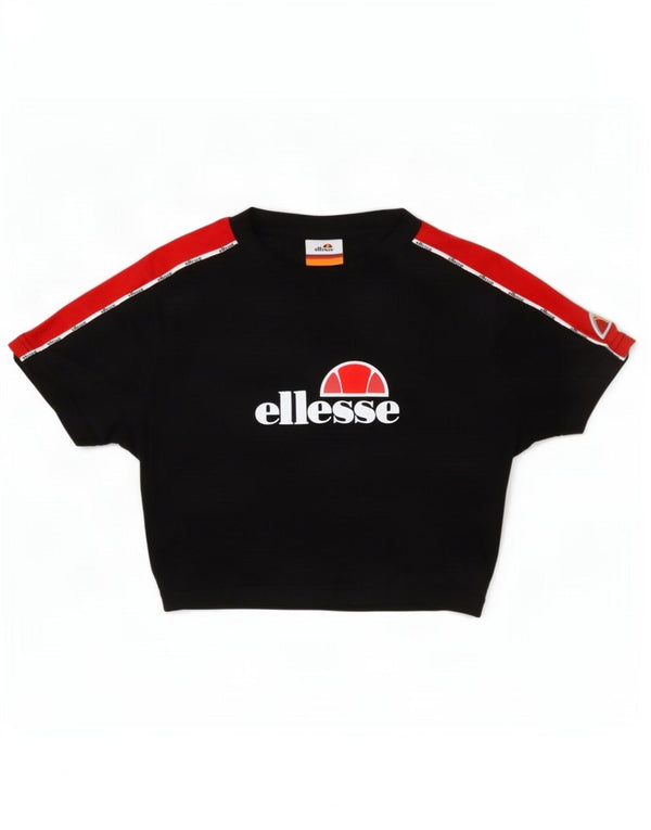 Damska koszulka Ellesse Crop Graphic Top UK 10 Small Black Colorblock