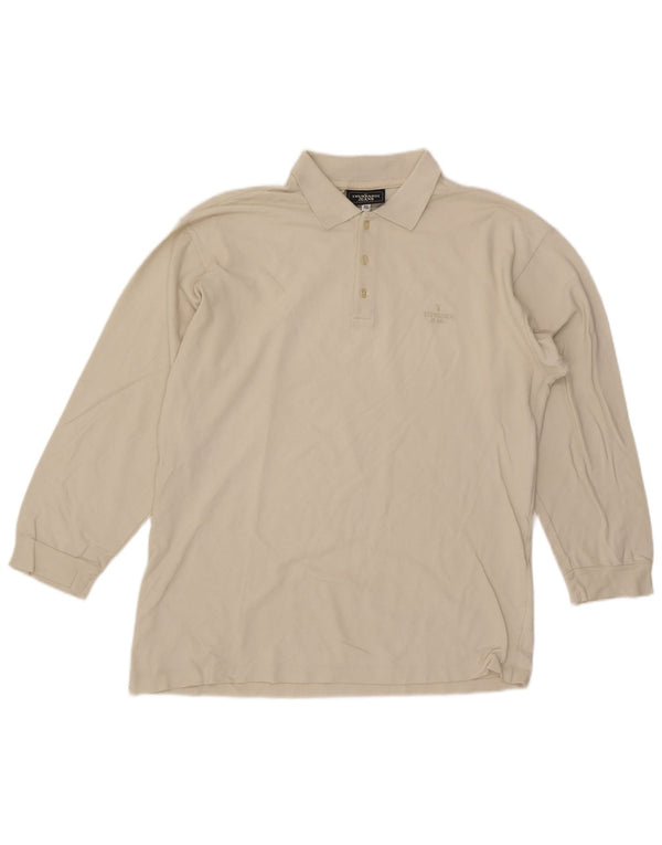 Trussardi Mens Long Sleeve Polo Shirt XL Beige Cotton