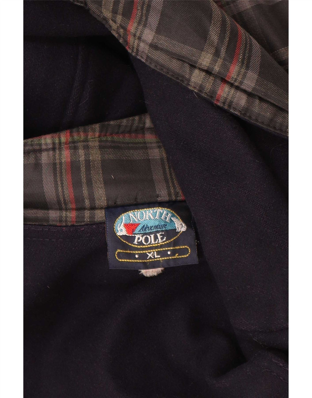 Dwustronny płaszcz męski North Pole UK 42 XL granatowo-wełniany