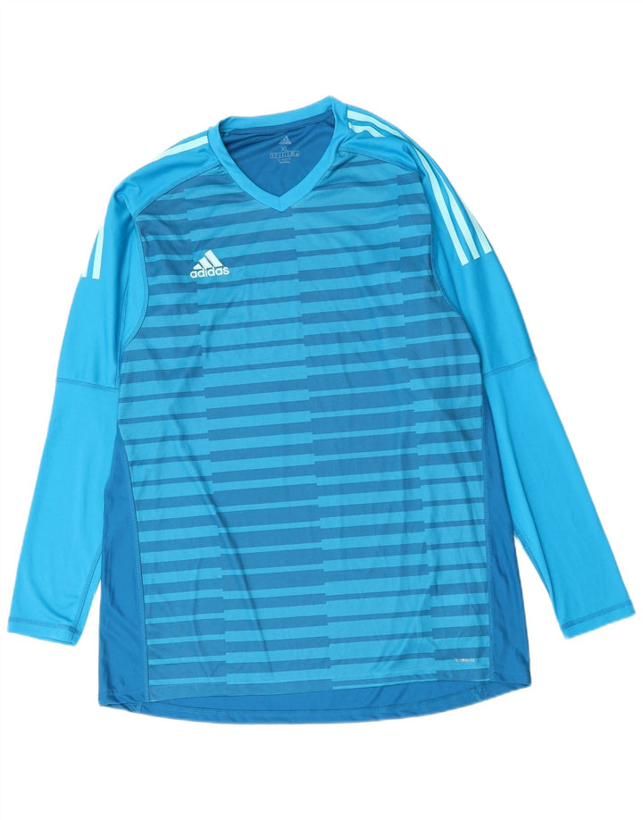 Męski T-shirt ADIDAS Climalite Top XL z poliestru w niebieskie paski