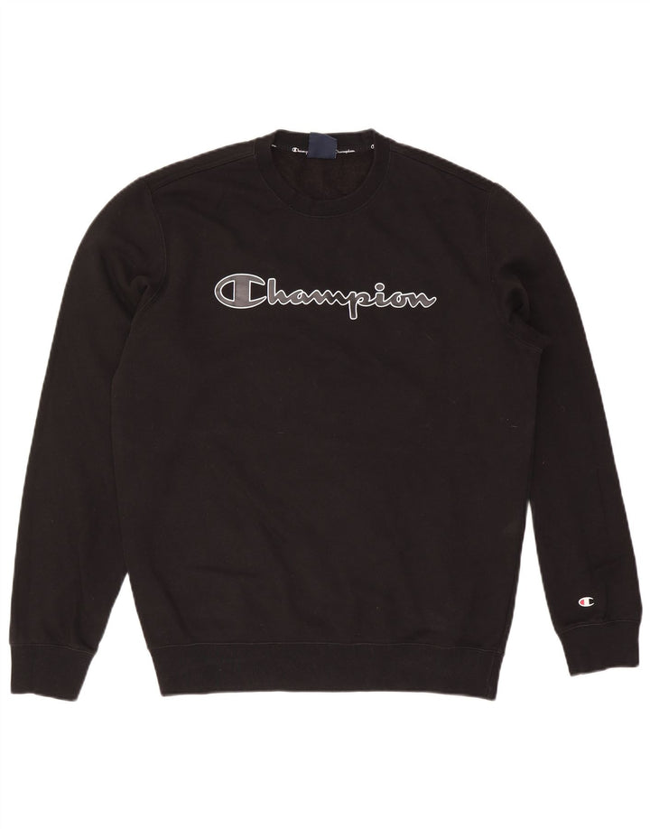 Męski sweter z grafiką Champion, duży, czarny, bawełniany