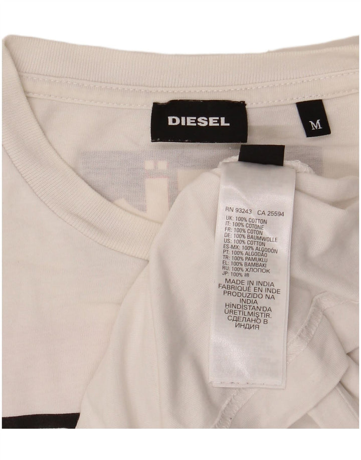 Męska koszulka z grafiką Diesel, średnia, biała bawełna