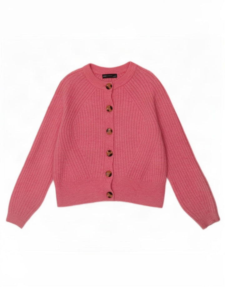 Marks & Spencer Damski sweter kardigan UK 14 Średni różowy akryl