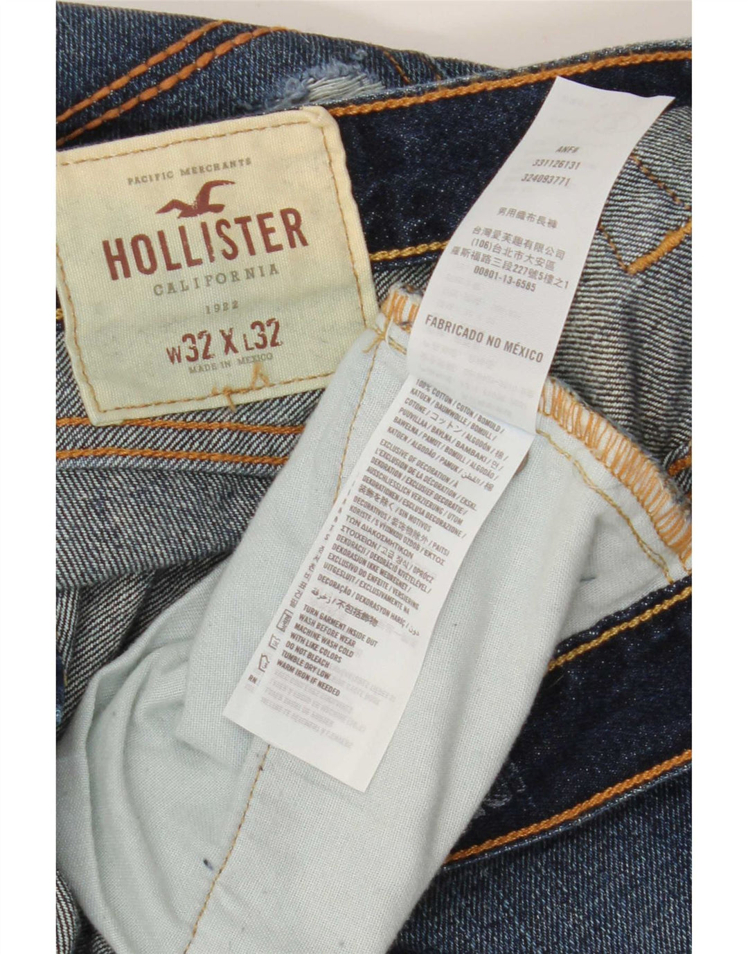 Męskie dżinsy Hollister Bootcut W32 L32, niebieska bawełna