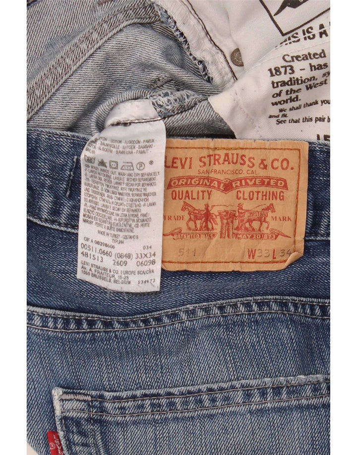 Męskie jeansy Levi's 511 w trudnej sytuacji W33 L34 Niebieska bawełna