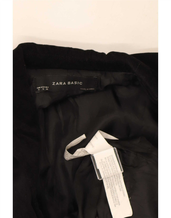 Zara Damska marynarka zapinana na 1 guzik, aksamitna UK 10, mała, czarna, bawełniana
