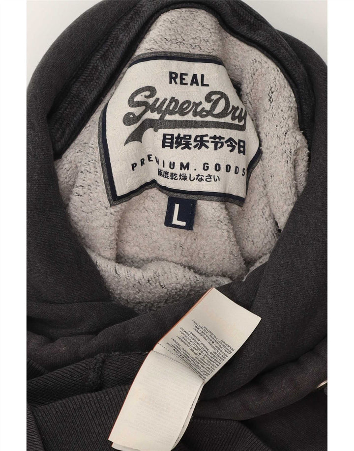 Męski sweter z kapturem Superdry, duży, szary, bawełniany
