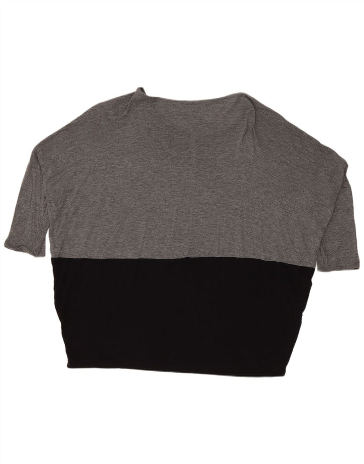 Damski top oversize Zara z rękawem 3/4, UK 14, średni szary, blok kolorów
