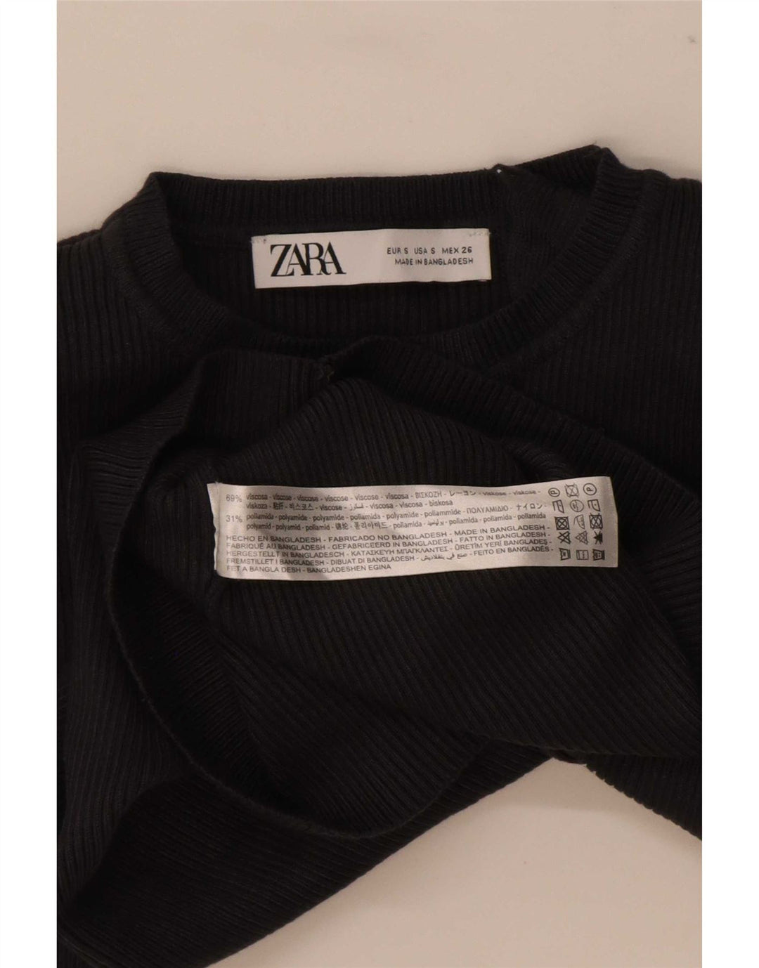 Damski top z długim rękawem Zara UK 8 Small, czarna wiskoza