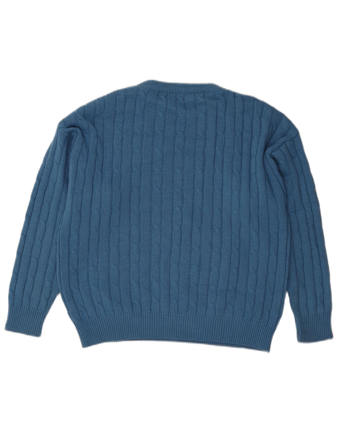 Vintage męski sweter z wycięciem pod szyją, duży niebieski