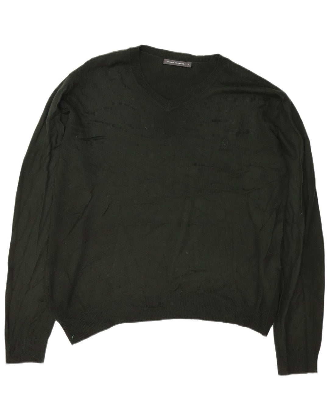 Męski sweter z dekoltem w kształcie litery V, duży, akrylowy khaki