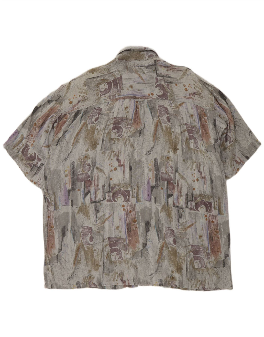 Męska koszula z krótkim rękawem VINTAGE w abstrakcyjny wzór XL, szara wiskoza, retro