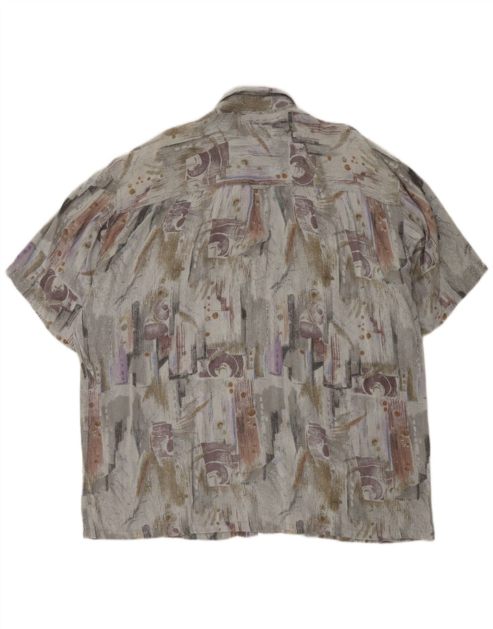 Męska koszula z krótkim rękawem VINTAGE w abstrakcyjny wzór XL, szara wiskoza, retro
