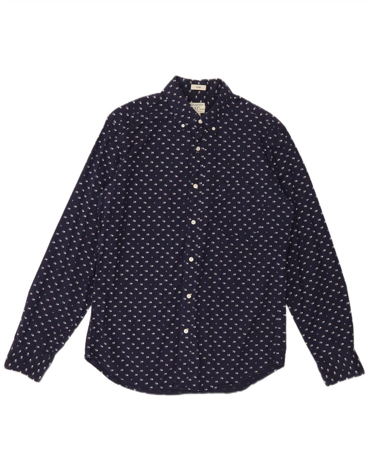 Koszula męska J. Crew, średnia, granatowa, z bawełny w kwiaty