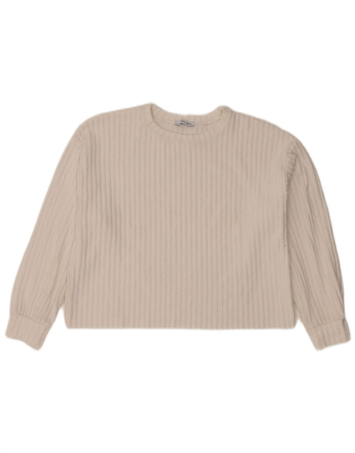 Damski top oversize Zara z długim rękawem, UK 14, średni biały