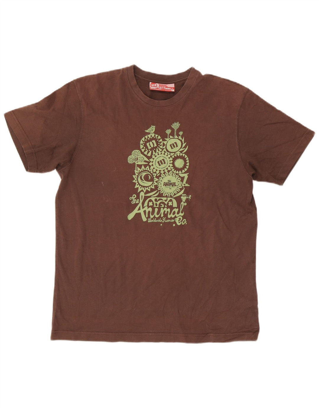 Męski T-shirt z grafiką zwierzęcą, duży, brązowy, bawełniany