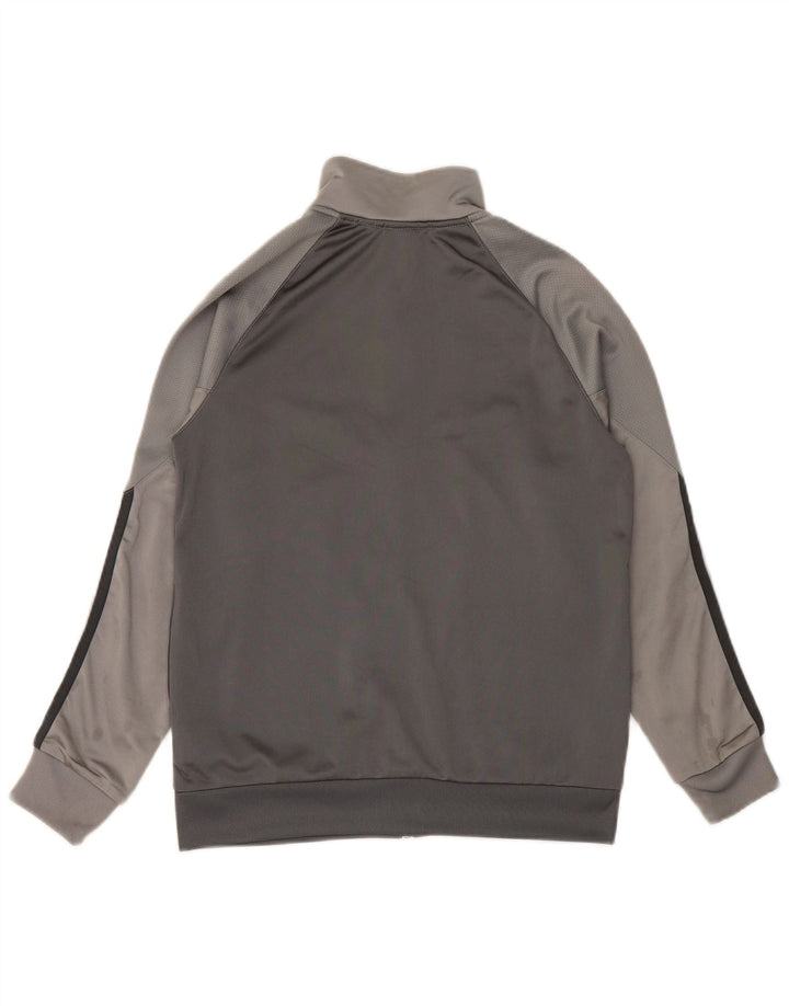 ADIDAS Boys Graphic Tracksuit Top Jacket 13-14 Years Grey Colourblock
