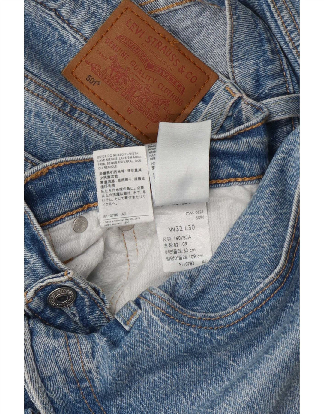 Męskie jeansy Levi's 501 Straight W32 L30 Niebieskie bawełniane