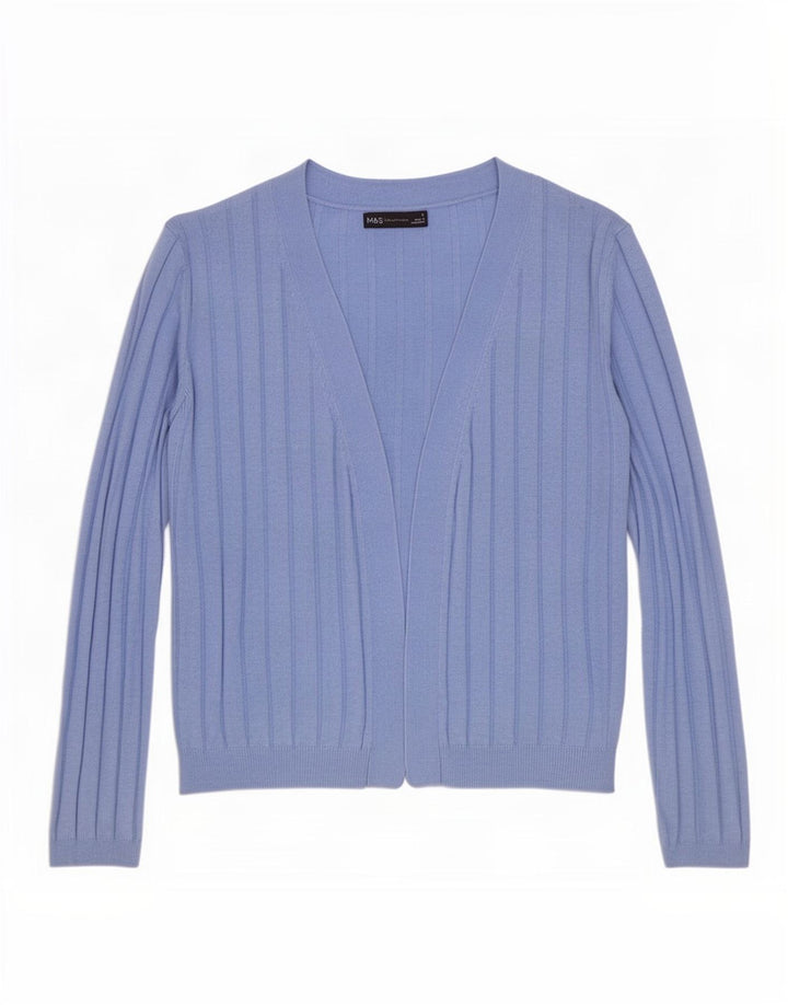 Marks & Spencer Womens Oversized Open Cardigan Sweater UK 10 Small Blue