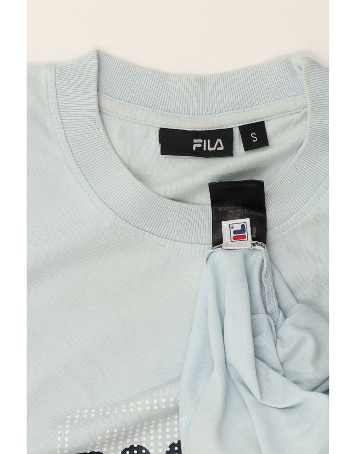 Męski T-shirt z grafiką Fila, mały, niebieski, bawełniany