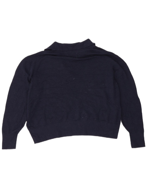Marks & Spencer Damski sweter z krótkim rękawem, UK 16, duży, granatowy