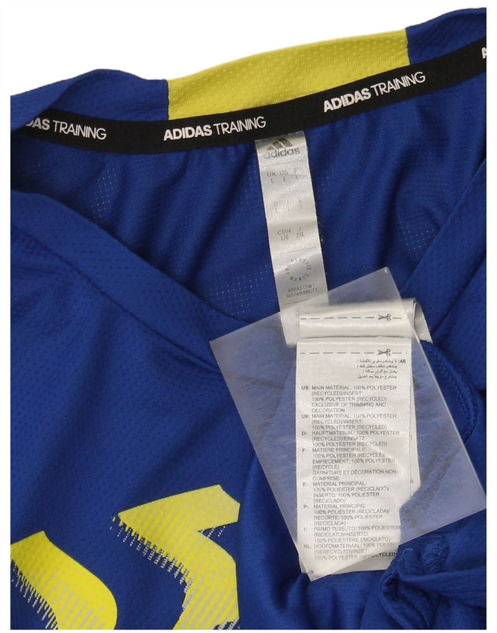 Męska koszulka Adidas Aeroready z grafiką, duża, niebieska, poliestrowa