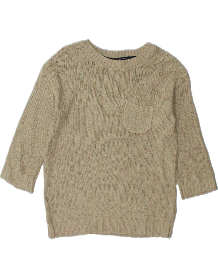 FAT FACE Womens Oversized Boat Neck Jumper Sweater UK 10 Small Beige Vintage Fat Face and Second-Hand Fat Face from Messina Hembry 