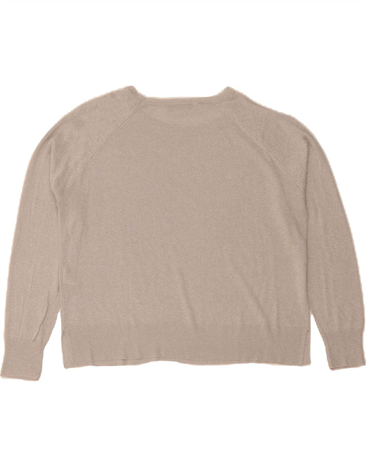 ZARA Womens Oversized Boat Neck Jumper Sweater UK 14 Medium Grey Viscose Vintage Zara and Second-Hand Zara from Messina Hembry 