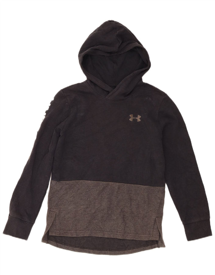 Chłopięca bluza z kapturem Under Armour z grafiką, 9-10 lat, średnioszara, z blokami kolorów