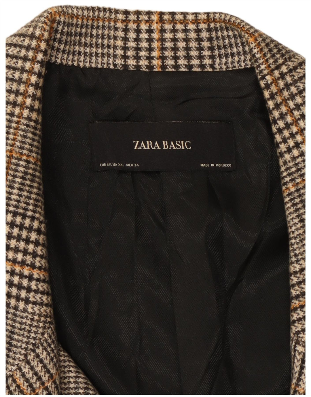 Damski płaszcz dwurzędowy ZARA UK 20 2XL Szary poliester w pepitkę