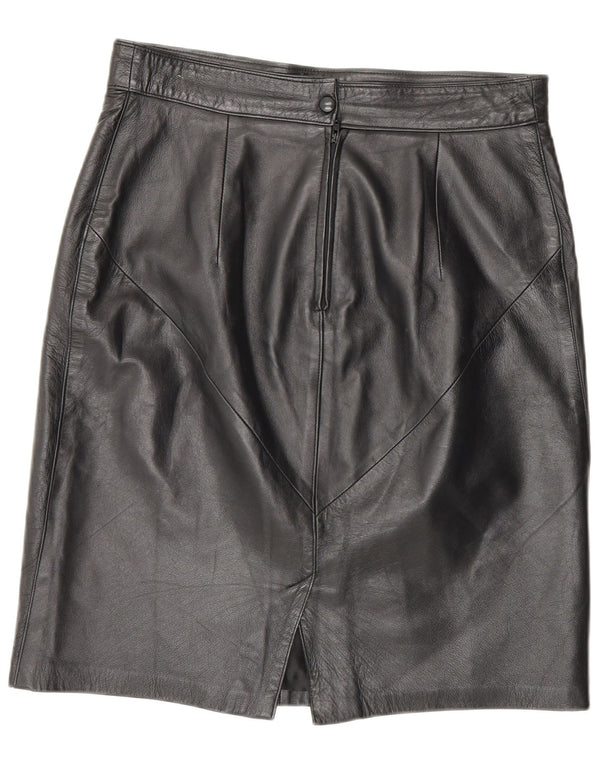 Vintage Womens High Waist Leather Skirt IT 46 Large W30 Black