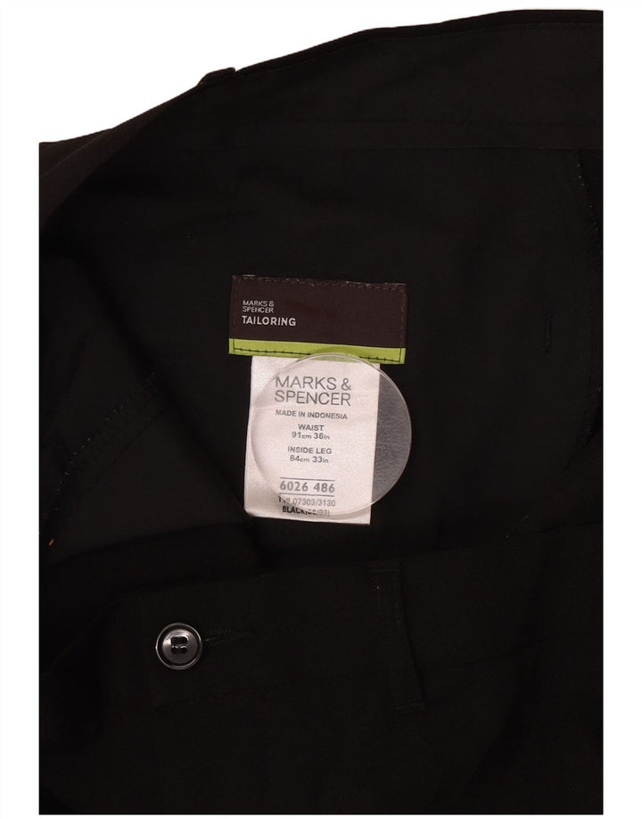 Marks & Spencer Męskie dopasowane proste spodnie chino W36 L33 czarne