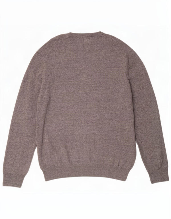 Marks & Spencer Męski sweter z dekoltem w kształcie litery V, 2XL, szary, bawełniany w plamki