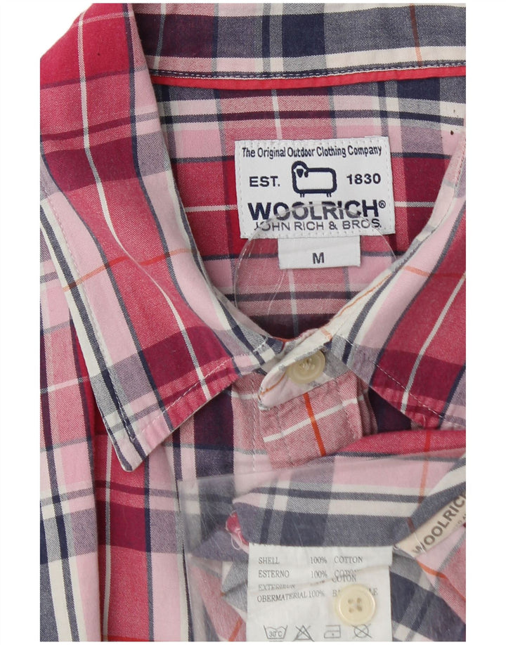 WOOLRICH Męska koszula z krótkim rękawem, bawełniana w średnią czerwoną kratkę