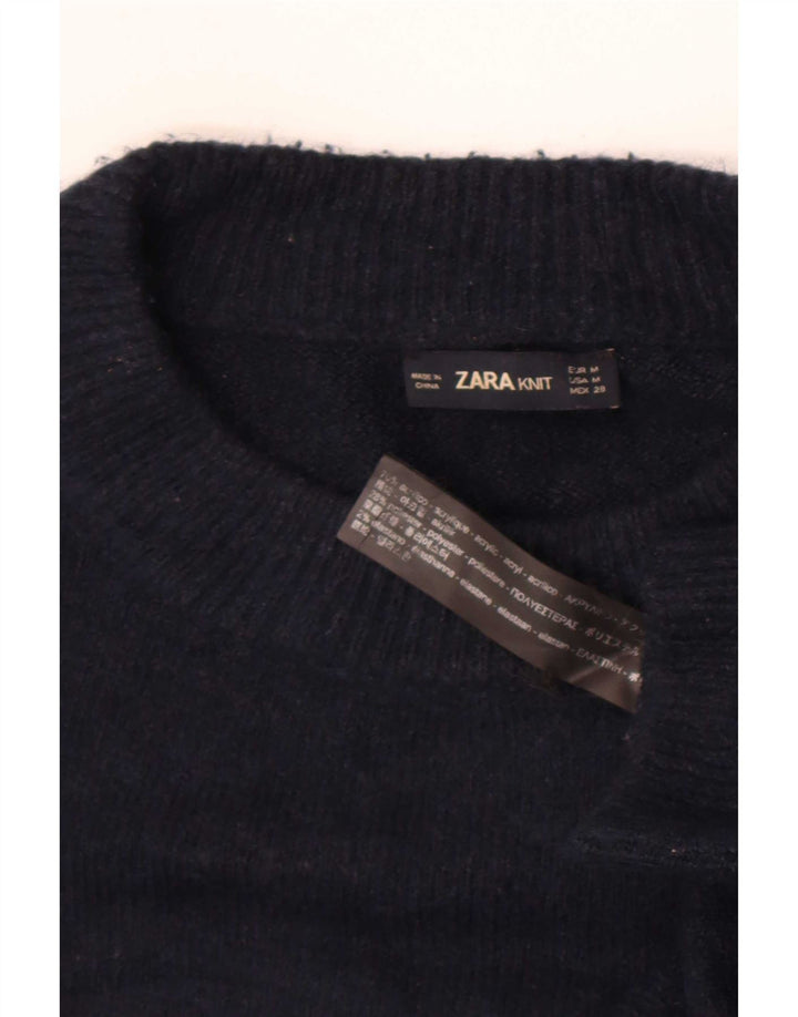 Męski sweter z okrągłym dekoltem Zara, średni granatowy akryl