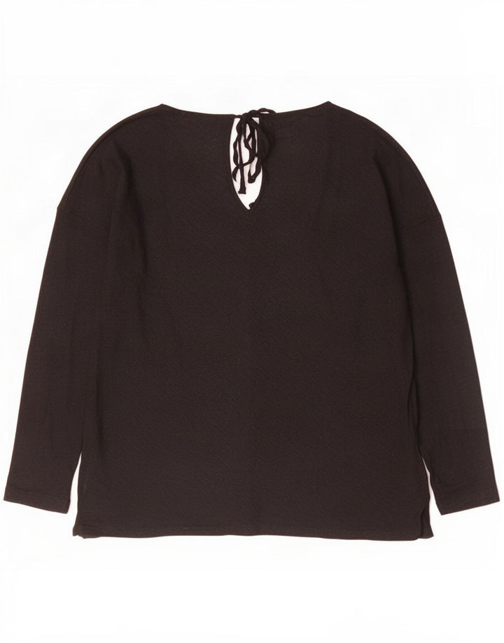 Damski top Massimo Dutti z długim rękawem UK 14, średni czarny lniany