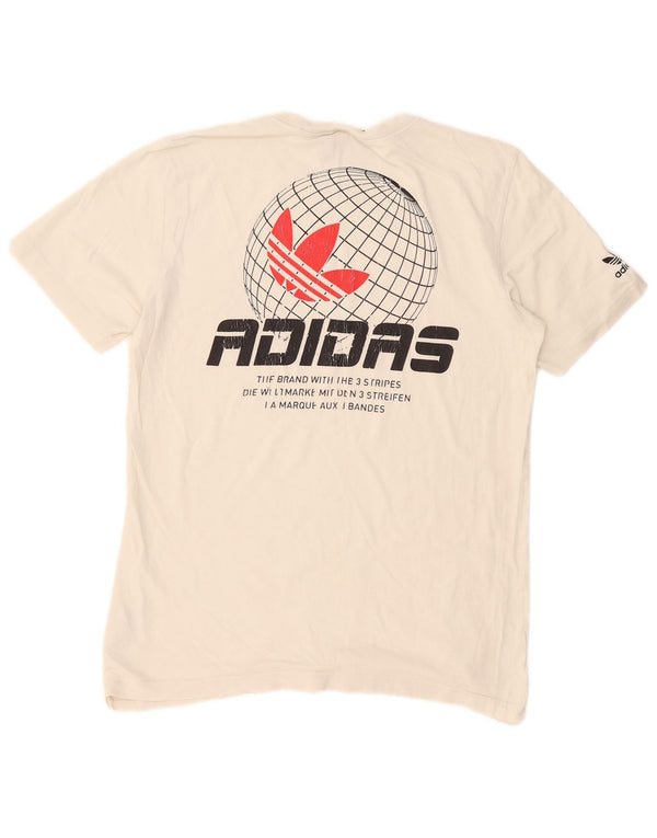 Męska koszulka z grafiką Adidas, mała, biała, bawełniana