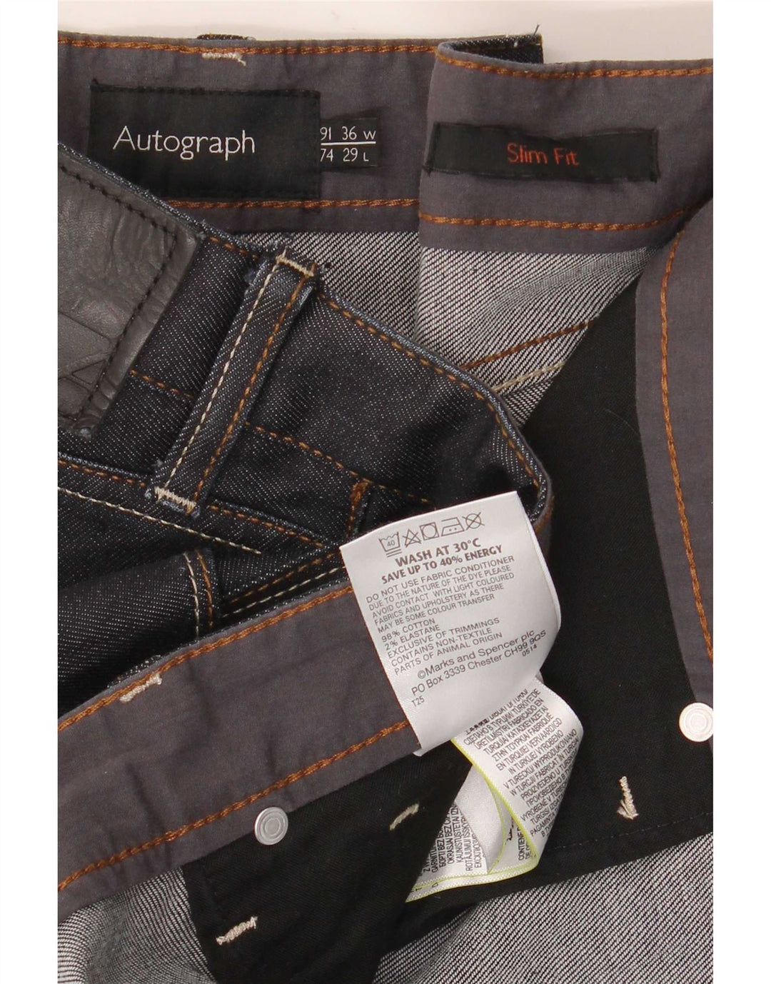 Marks & Spencer Męskie dżinsy z autografem W36 L29 Granatowe, bawełniane